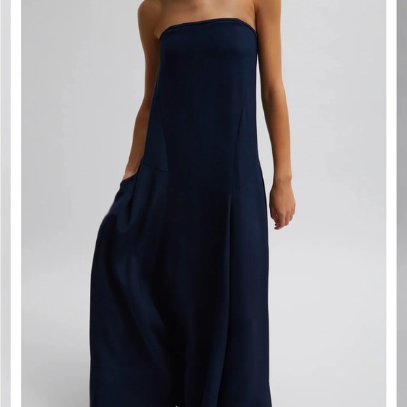 Tibi 4-Ply Silk Strapless Sculpted Dress - Dark Navy - Picture 5 of 10